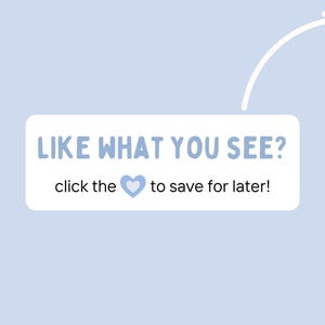 以下が含まれることがあります： 水色の背景に、白い吹き出しがあり、テキスト「LIKE WHAT YOU SEE？」と「click the」と青いハートのアイコン、「to save for later！」が含まれています。白い矢印が吹き出しを指しています。