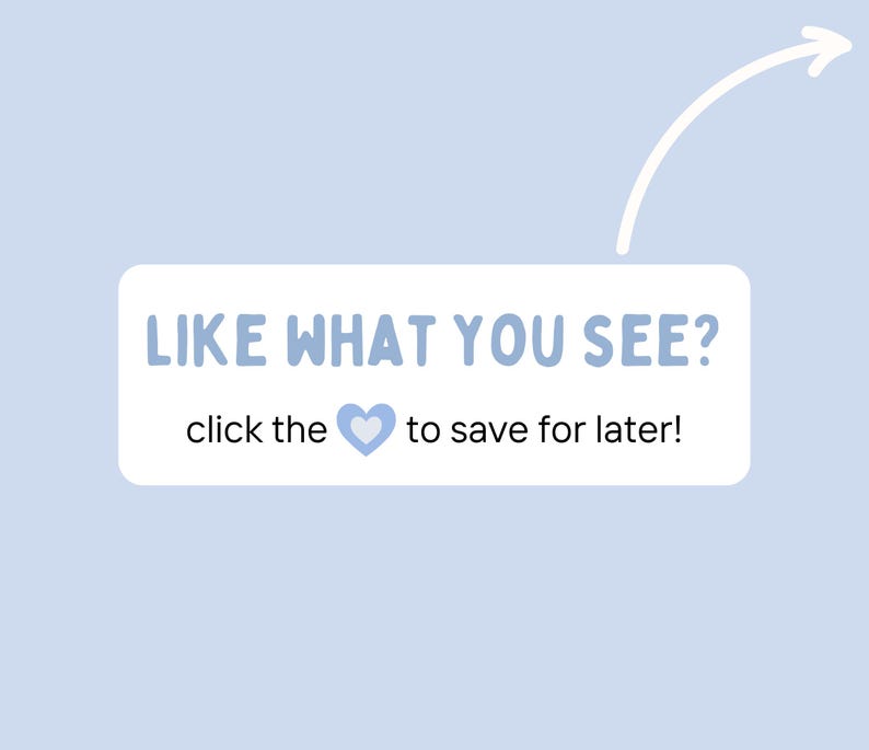 以下が含まれることがあります： 水色の背景に、白い吹き出しがあり、テキスト「LIKE WHAT YOU SEE？」と「click the」と青いハートのアイコン、「to save for later！」が含まれています。白い矢印が吹き出しを指しています。