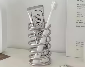 Stainless Steel Spiral Holder – Modern Toothbrush Organizer, Minimalist Bathroom Storage