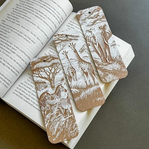 Set of 3 Savanna Bookmarks – 3D Printed PLA Safari Animal Designs (Elephant, Giraffe, Zebra)