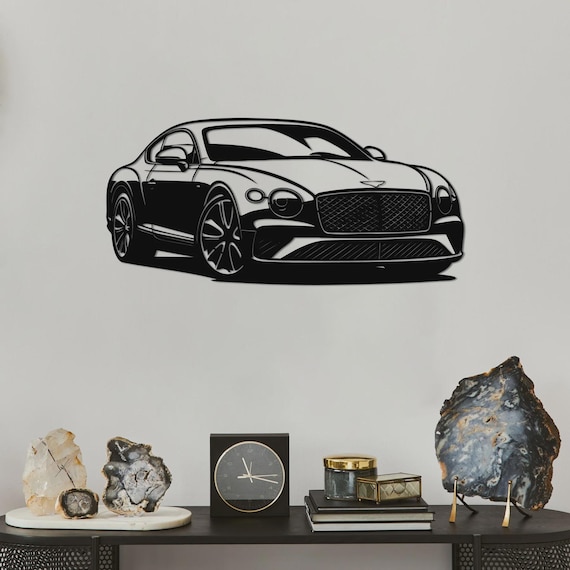 Bentley Continental GT Metal Wall Art, Luxury Car Wall Decor, Classic Automobile Art for Garage Office