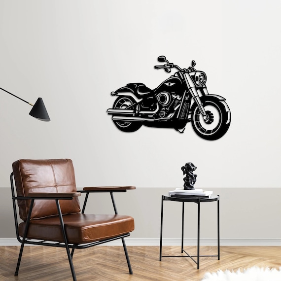 Harley-Davidson Metal Wall Art, Motorcycle Wall Decor, Biker Gift, Garage Wall Hanging, Modern Metal Motorcycle Sign