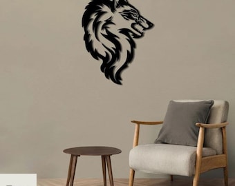 Arte de pared de metal con cabeza de lobo, decoración de pared 3D moderna, decoración del hogar