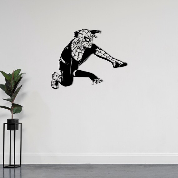 Black Costume Spider-Man Wall Art, 3D Metal Decor, 2mm Steel, Easy Mount