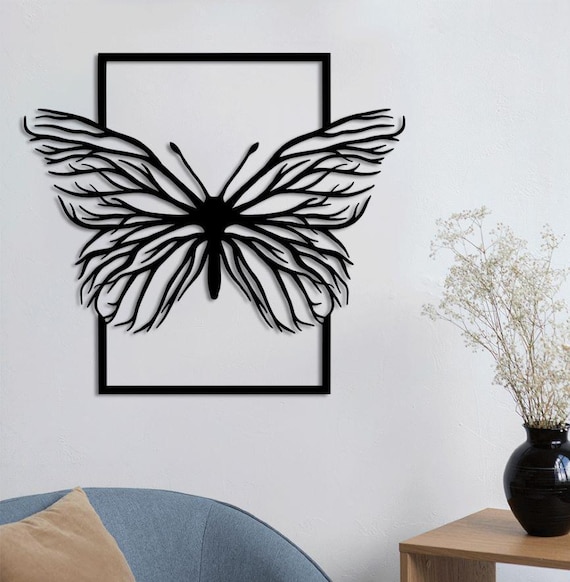 Romia Modern Butterfly Metal Wall Art, Colors Frame, 3D Contemporary