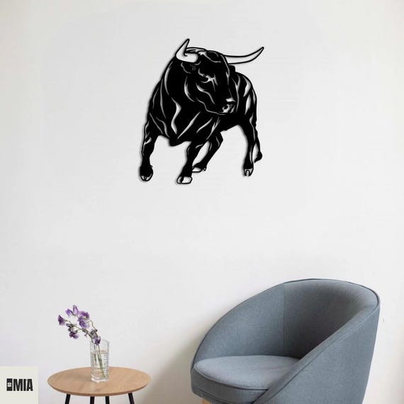 Bull Wall Art Decor, Modern 3D Metal Design, Decorative Sculpture