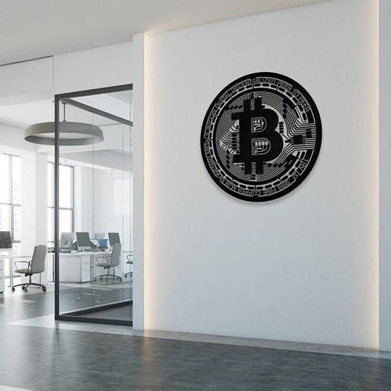 Bitcoin Metal Wall Art, Crypto Symbol Decor, Modern Office Wall Hanging, 2mm Steel