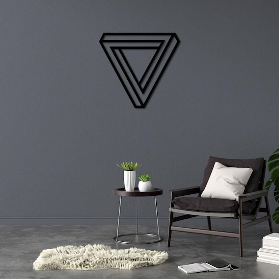 Modern Geometric Triangle Metal Wall Art, 3D Abstract Design, Minimalist Contemporary Home Decor