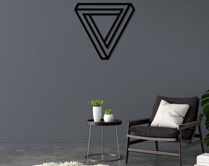 Modern Geometric Triangle Metal Wall Art, 3D Abstract Design, Minimalist Contemporary Home Decor
