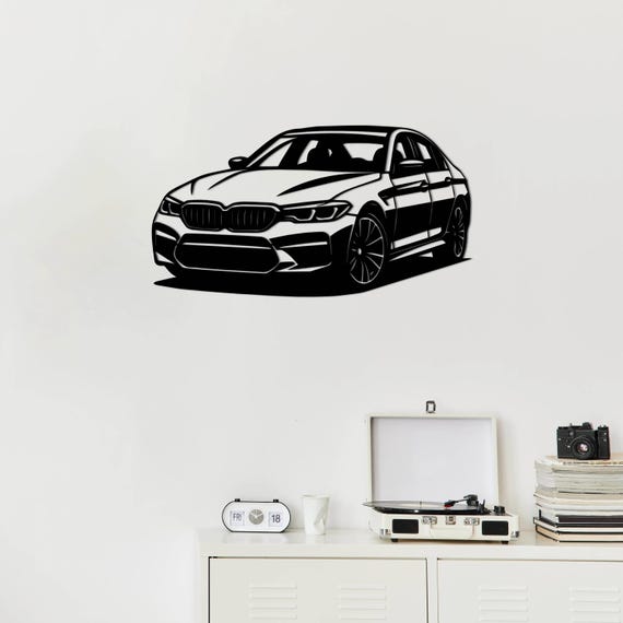 BMW M5 Metal Wall Art 35x18 cm (14x7"), 50x26 cm (20x10"), 70x37 cm (28x15"), Modern Car Wall Decor, Garage and Office Art