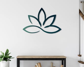 Lotus Flower Metal Wall Art, Minimalist Zen Home Decor, Modern Wall Hanging