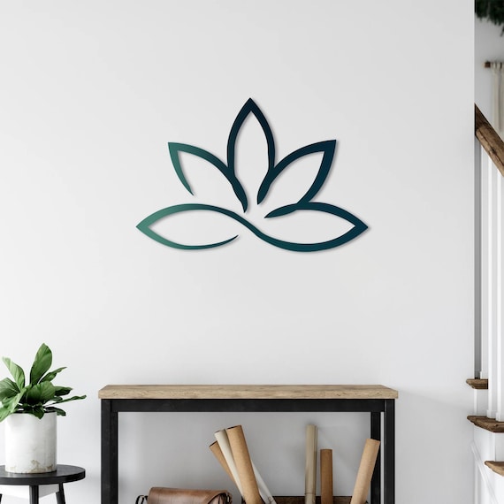 Lotus Flower Metal Wall Art, Minimalist Zen Home Decor, Modern Wall Hanging