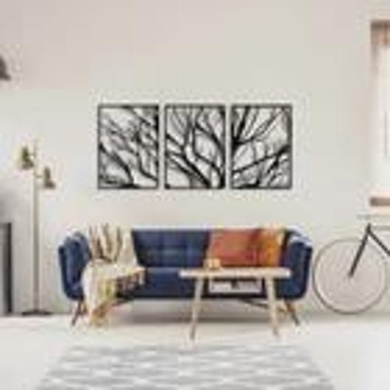 Metal Wall Decor, Metal Tree Wall Art, 3 Trees Sign, Metal Wall Decor 19''x27''
