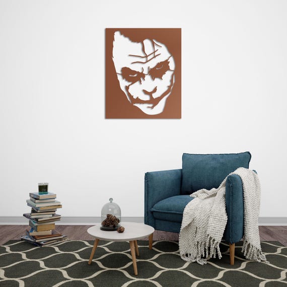 Joker Metal Wall Decor – Iconic Face Silhouette, 2mm Steel, 3D Black Wall Art