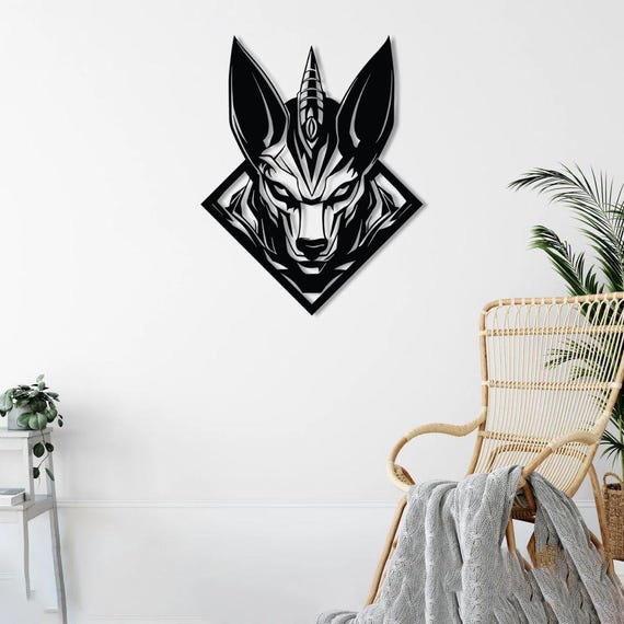 Futuristic Wolf Warrior Metal Wall Art: Geometric Sculpture