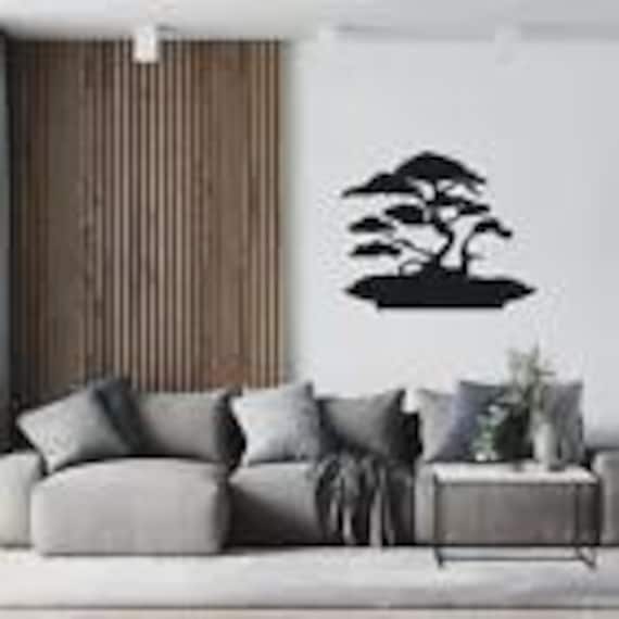 Bonsai Tree Metal Wall Art, Metal , Garden Decor, Garden Gift 18x15" Black