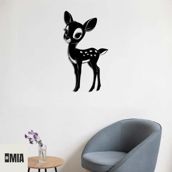 Baby Deer Metal Wall Art: Minimalist Nursery Silhouette