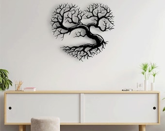 Metall Baum des Lebens Herz Wandkunst: 3D Schatten Effekt