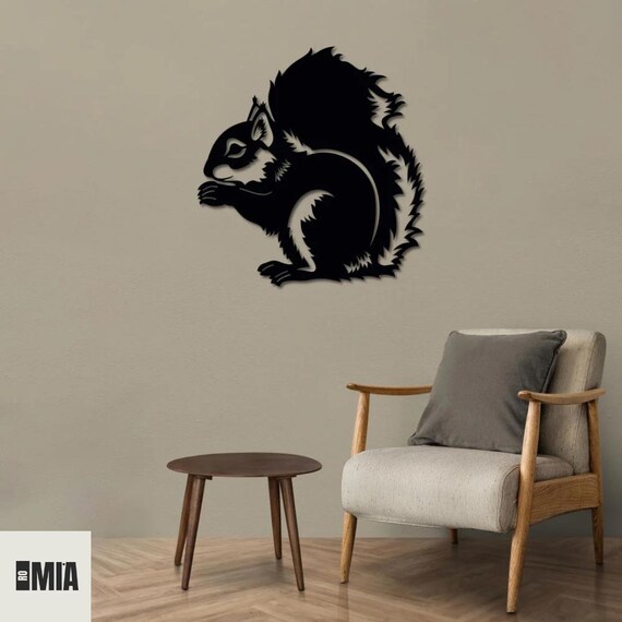 Metal Squirrel Wall Art Decor, Silhouette Design, Modern Home Accent