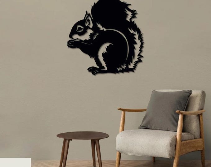 Metal Squirrel Wall Art Decor, Silhouette Design, Modern Home Accent