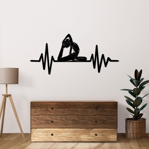 Yoga Heartbeat Metal Wall Art, Zen Meditation Decor, Spiritual Home Accent