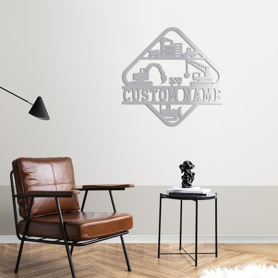 Construction Site Wall Art, Personalized Metal Decor for Architects, Custom Name Office Sign, Industrial Gift, Builder Wall Art