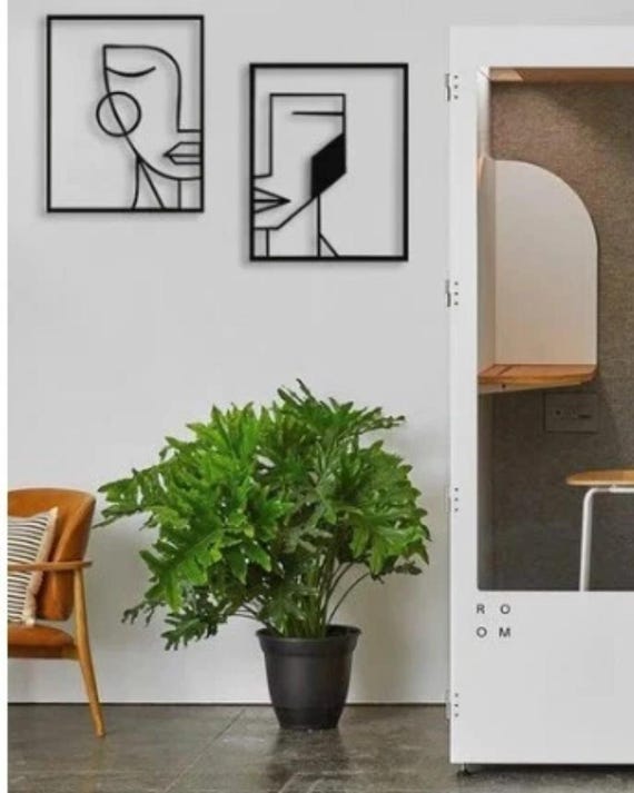Face Lines Metal Wall Art, Abstract Woman Line Art, Modern Metal Wall Decor, Minimalist Wall Hanging, Home & Office Decoration