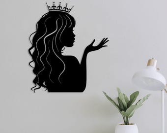 Romia Elegant Princess Silhouette – Decorative Round Metal Wall Art