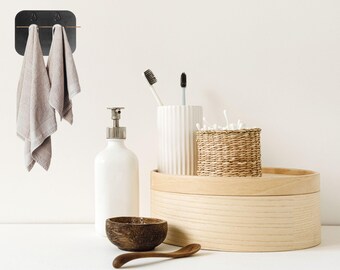 Stainless Steel Towel Hooks – 5 Colors, Adhesive or Screw Mount, Modern Bathroom & Kitchen Hook, Handmade Metal Wall Hanger