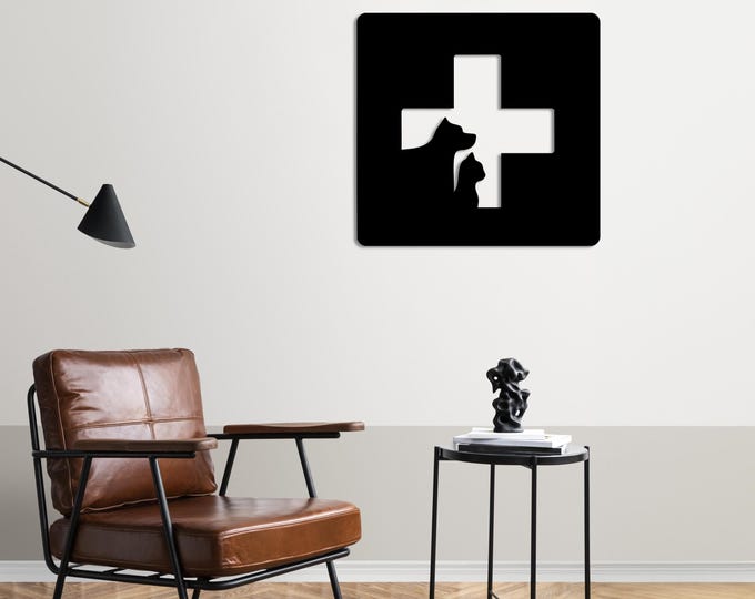 Featured listing image: Compassion & Loyalty Wall Art – Vet Decor – Cat Dog Metal Sign – Minimalist Pet Gift
