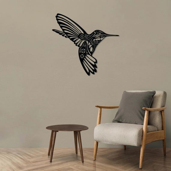 Hummingbird Metal Wall Art, Wings of Freedom Decor, Nature Inspired Steel Wall Sculpture