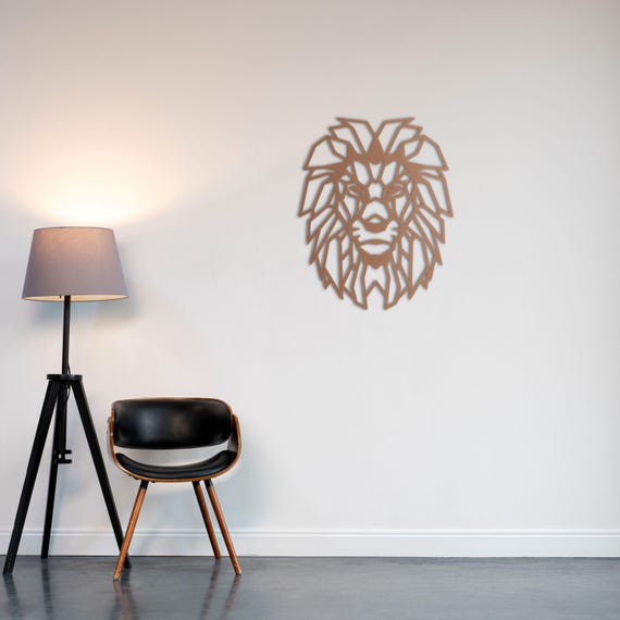 Geometric Lion Wall Art – Modern Metal Decor for Contemporary Interiors