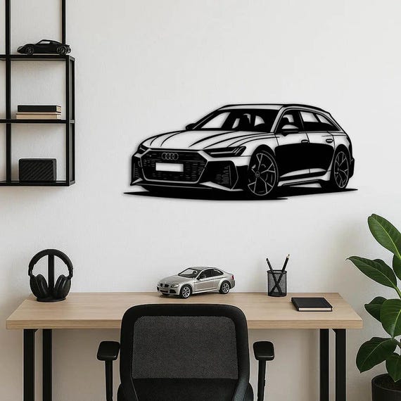 Audi RS6 Avant Metal Wall Art, Modern Car Decor, Sport Car Gift, Luxury Auto Wall Hanging, Garage & Office Decoration