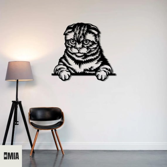 Modern Metal Wall Art Decor, Cat Silhouette Design, Minimalist Home Accent