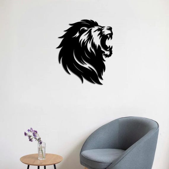 Lion Head Wall Art – Modern Tribal Metal Wall Decor, Bold Statement Home Accent