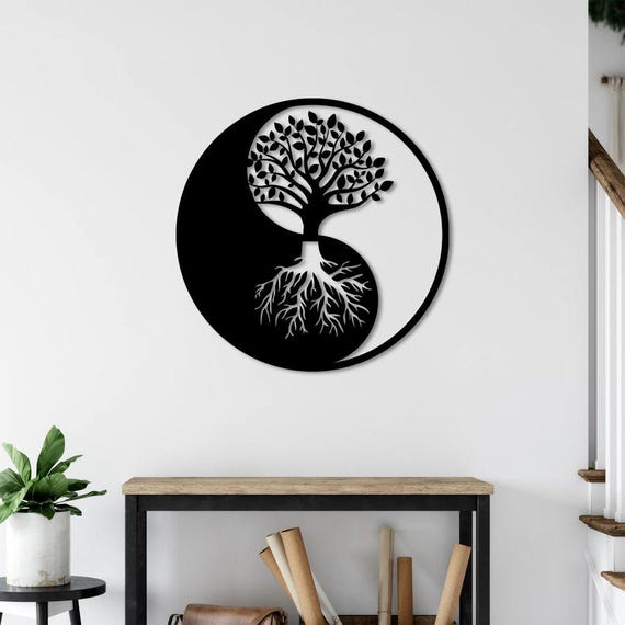 Tree of Life Metal Wall Art - Yin Yang Symbol Decor - Modern Spiritual Wall Hanging