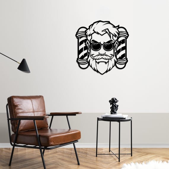 Barber Metal Wall Art – Modern Barbershop Decor – Hairdresser Wall Sign – 2mm Steel Wall Sculpture – Unique Barber Gift