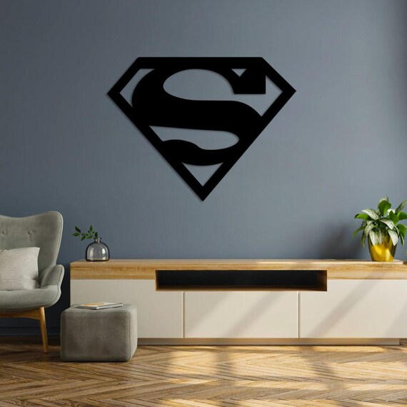 Superman Logo Metal Wall Art | Hero Gift | Man of Steel Decor | Geek Office Sign