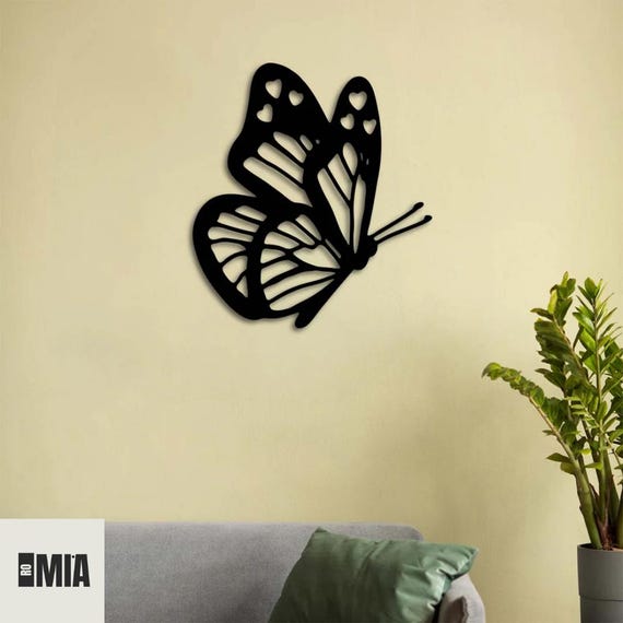 Butterfly Metal Wall Art Decor, Heart Pattern Design, Modern Home Accent