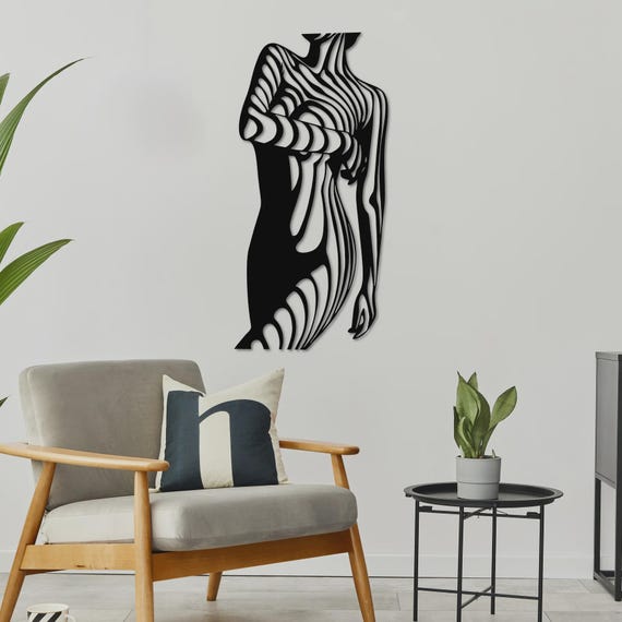 Woman Silhouette Metal Wall Art, Modern Female Figure Steel Decor, Minimal Line Art Sculpture, Feminine Home Accent