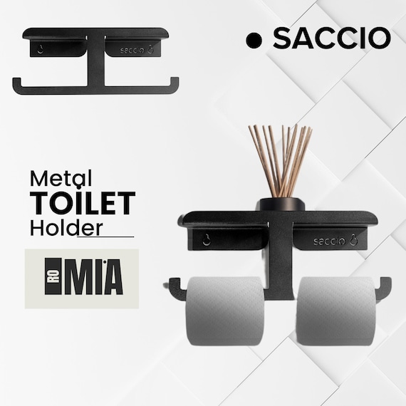 Modern Industrial Double Toilet Paper Holder, Heavy Duty Metal Wall Mounted Bathroom Tissue Roll Holder