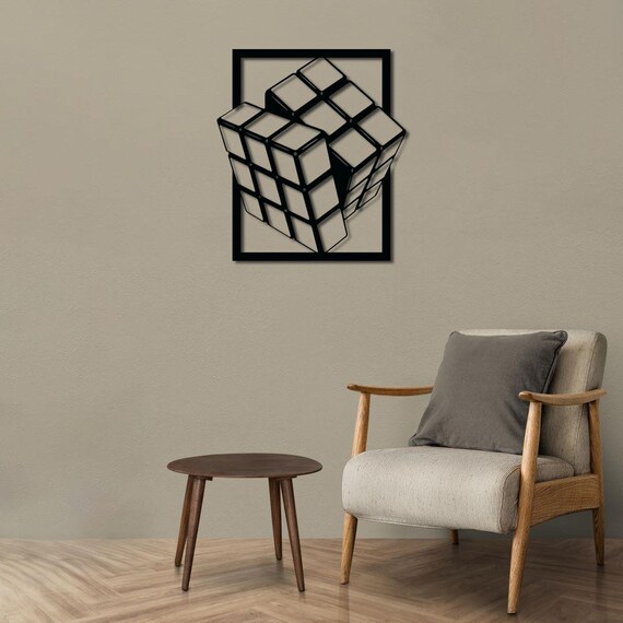 Modern 3D Cube Wall Art, Minimalist Metal Geometric Wall Decor, Contemporary Home Accent