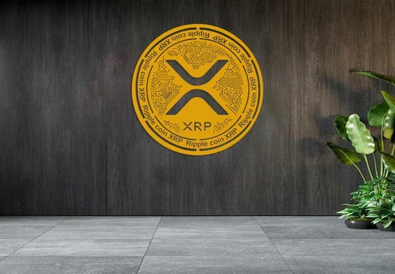 XRP Coin Metal Wall Art, Crypto Coin Wall Decor, Bitcoin Wall Art, Cryptocurrency Gift, Blockchain Wall Sign, Modern Crypto Home Decor Gold