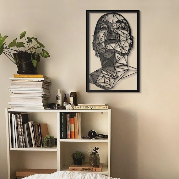 Woman Face Metal Wall Art, Abstract Line Wall Decor, Modern Female Silhouette Wall Hanging, Unique Metal Art for Home 18"x28"
