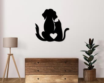 Loyalty & Love Metal Wall Art – Cat , Dog Vet Decor – Heart Design – Gift for Vets