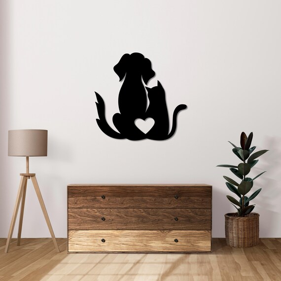 Loyalty & Love Metal Wall Art – Cat , Dog Vet Decor – Heart Design – Gift for Vets