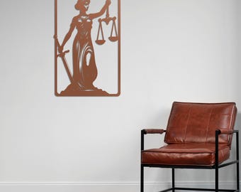 Justice Sword Wall Art | Lawyer Gift | Metal Law Decor | Office Lady Justice | Legal Wall Sculpture