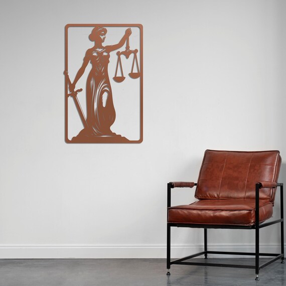 Justice Sword Wall Art | Lawyer Gift | Metal Law Decor | Office Lady Justice | Legal Wall Sculpture