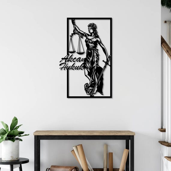 Lady Justice Metal Wall Art, Lawyer Office Decor, Justice Scale Wall Sign, Law Gift, Modern Legal Office Wall Sculpture