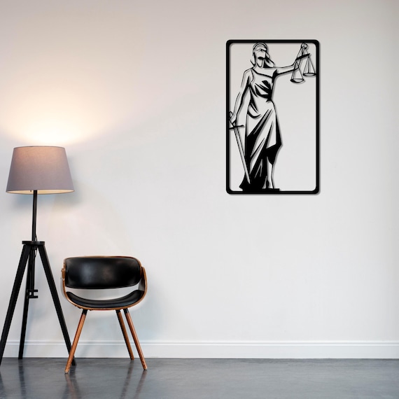 Lady Justice Wall Art – Legal Office Decor – Modern Wall Decor – Lawyer & Judge Gift – Minimalist Home Decor – 2mm Metal Sculpture